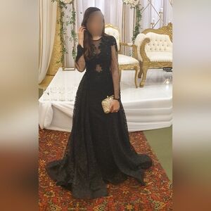 Mac Duggal Black Sheer Long Sleeve Gown